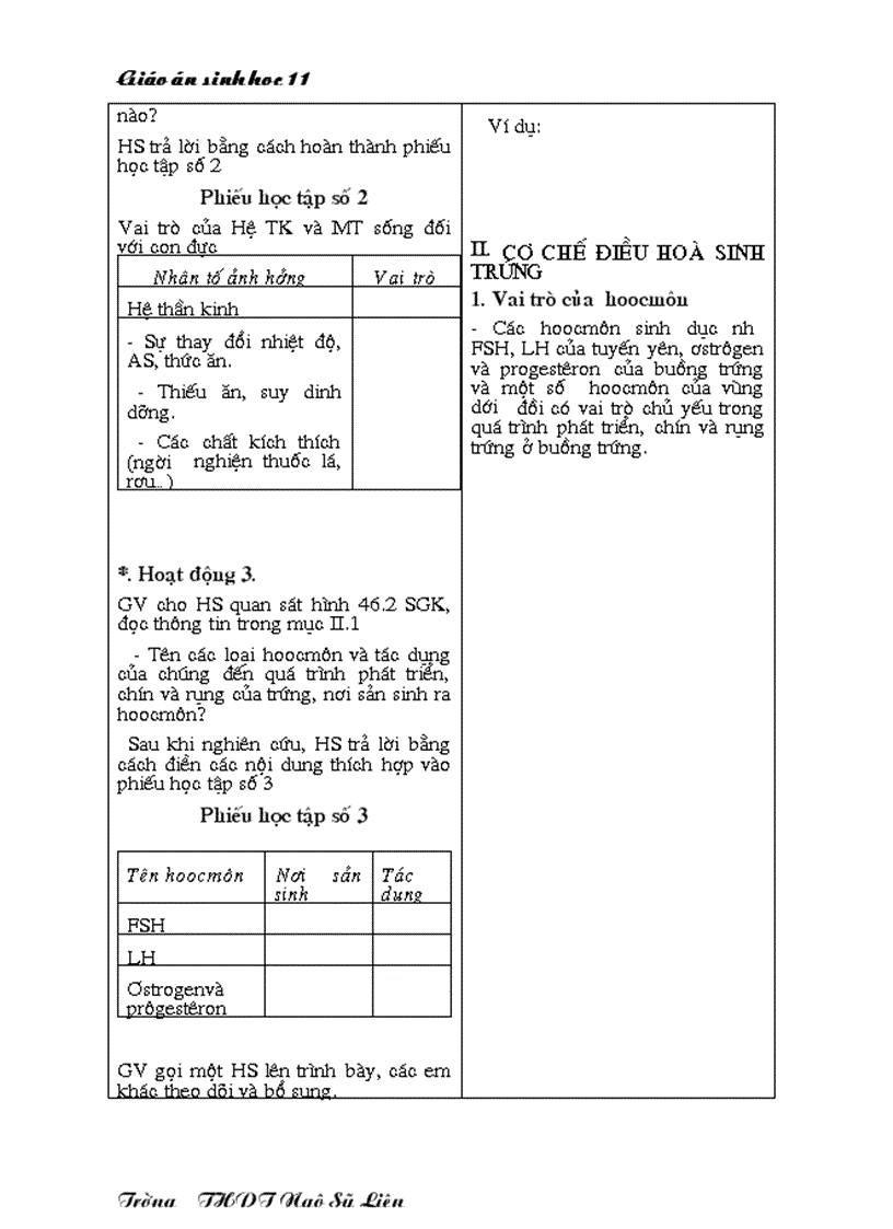 image for page Giáo án Sinh học 11 HKII