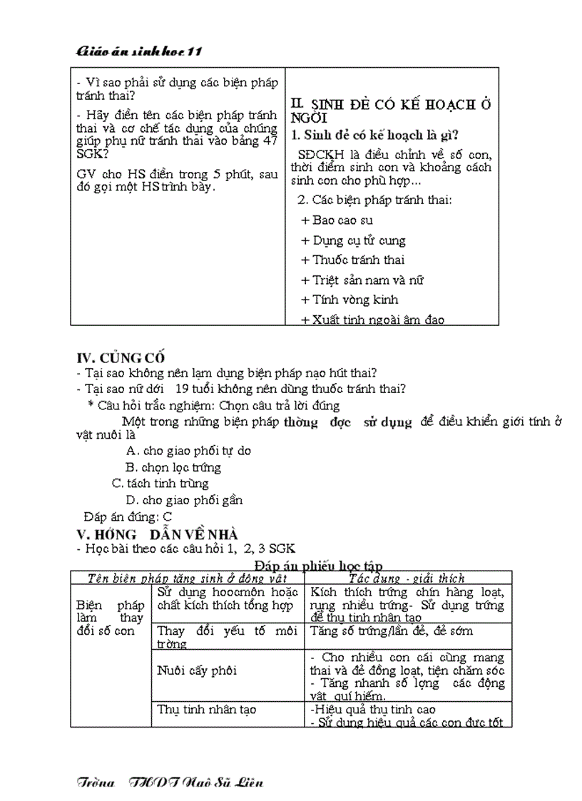 image for page Giáo án Sinh học 11 HKII