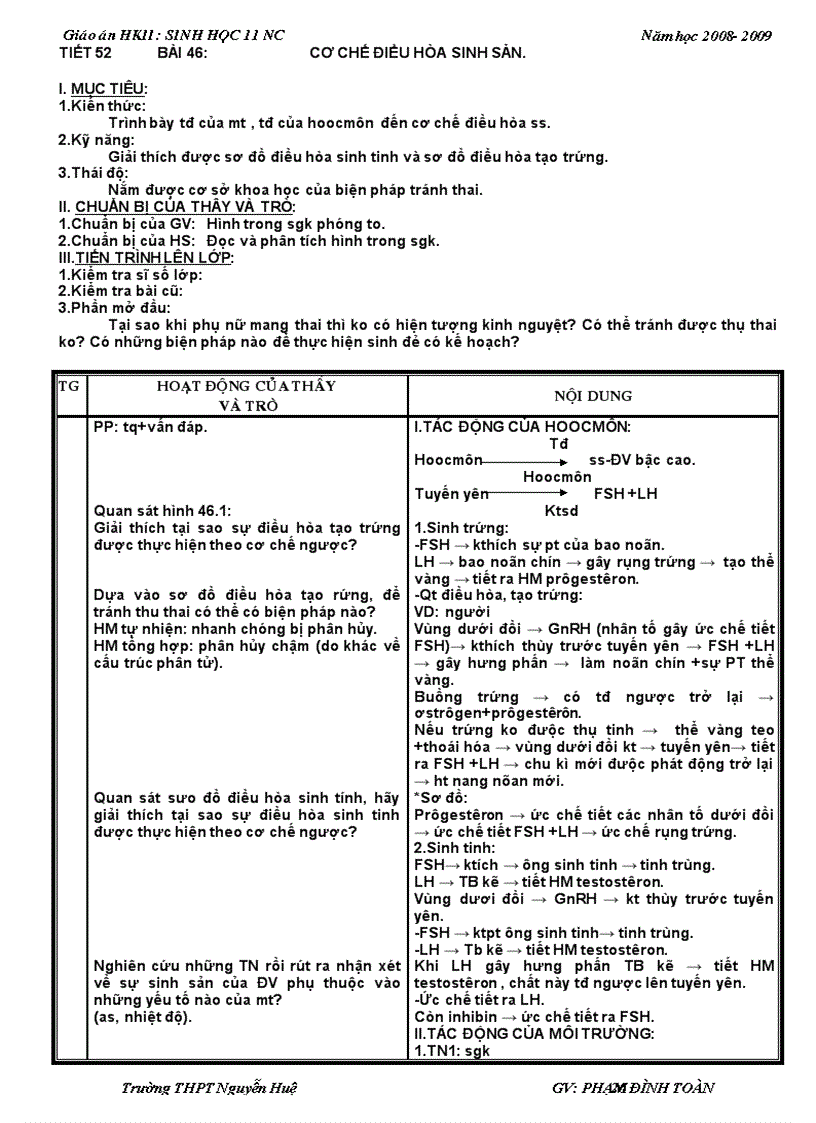 image for page Giáo án sinh học 11 NC HKII