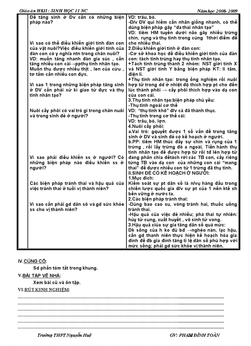 image for page Giáo án sinh học 11 NC HKII