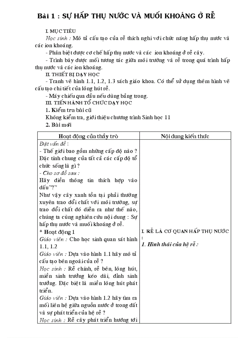 image for page Giáo Án Sinh Học Lớp 11 Ban cơ bản