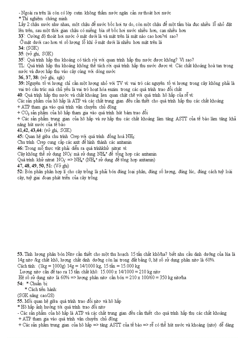 image for page Một số câu hỏi ôn HSG 11 và đáp án