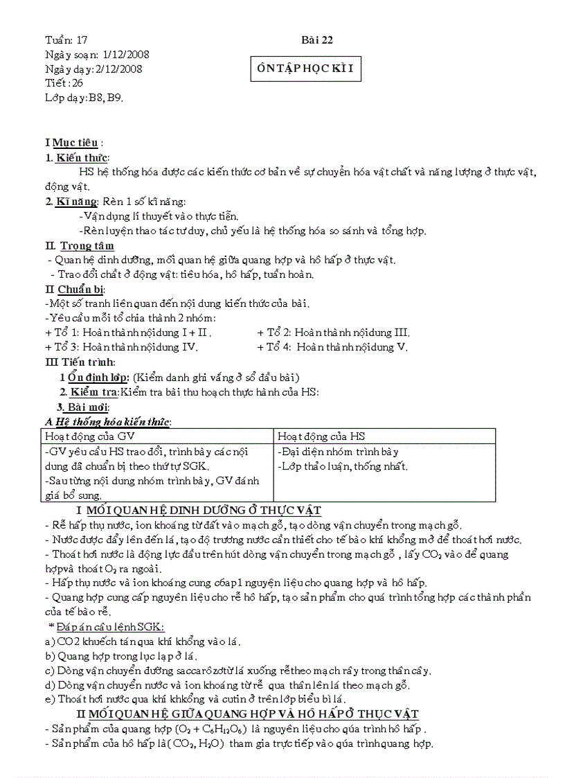 image for page Tiet 26 on tap hoc ki i noi dung bai 22