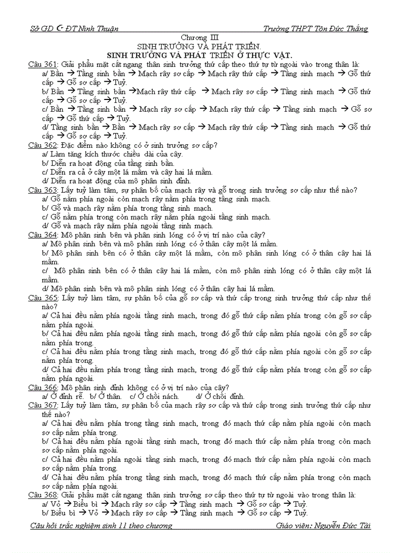 image for page Trắc nghiệm 11 mới chương iii