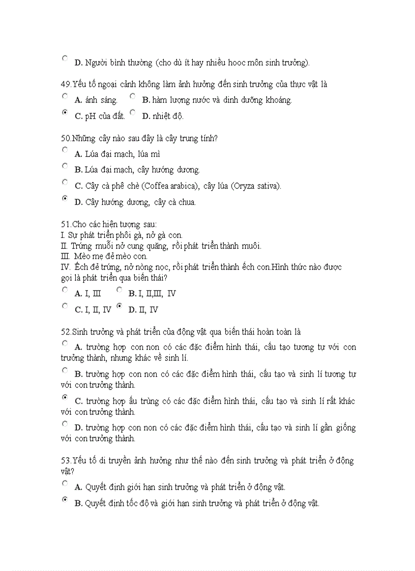 image for page Trắc nghiệm chương sinh trưởng và phát triển