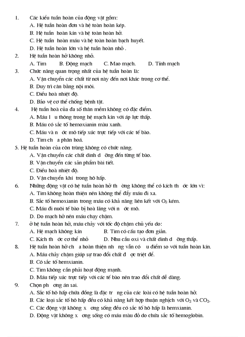 image for page Trắc nghiệm tuần hoàn