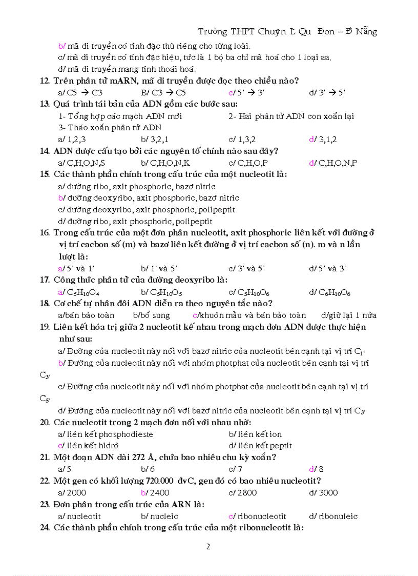 image for page 100 cau TN Di Truyen SH12 nang cao THPT Chuyen Le Quy Don