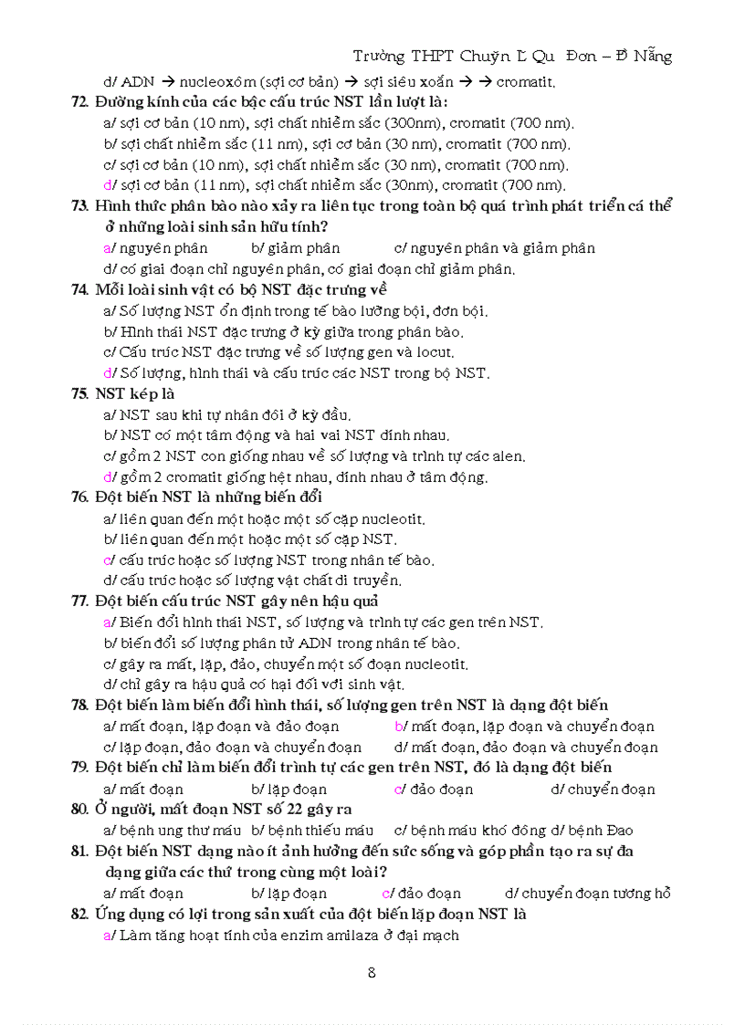 image for page 100 cau TN Di Truyen SH12 nang cao THPT Chuyen Le Quy Don