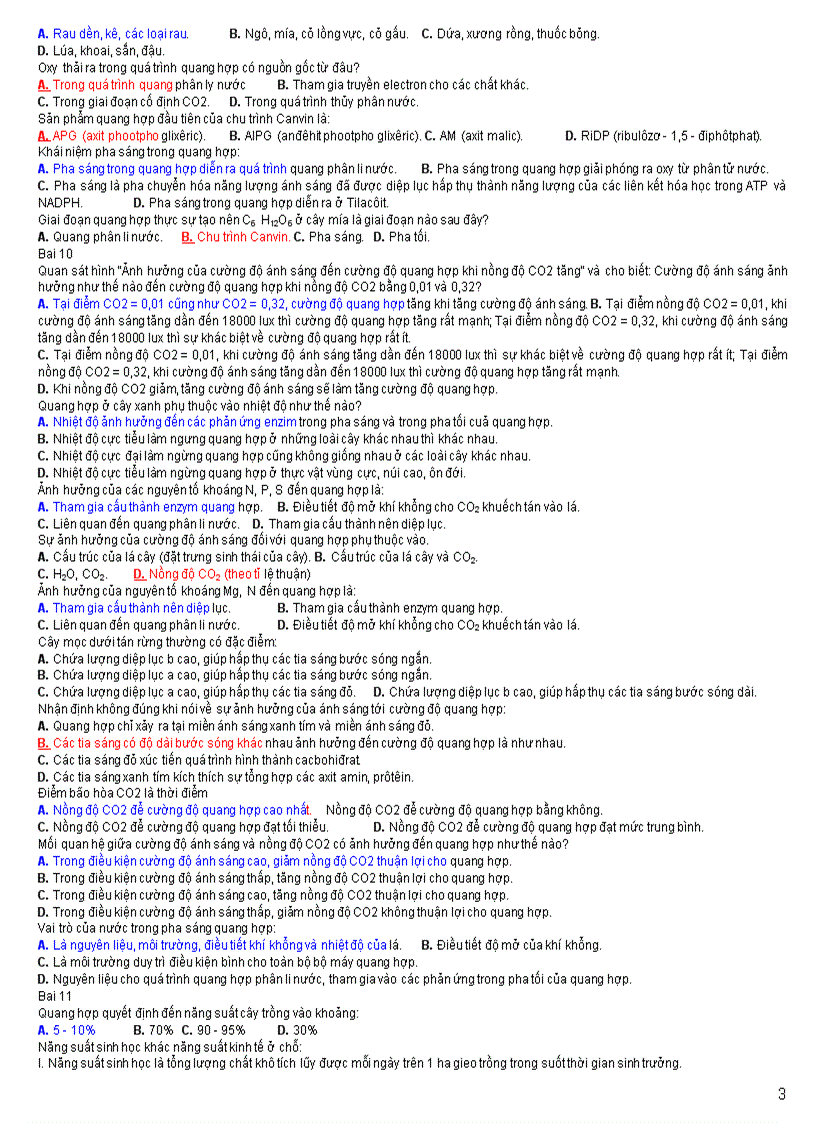 image for page 100 câu tn ôn tập sinh 11 hk i cơ bản