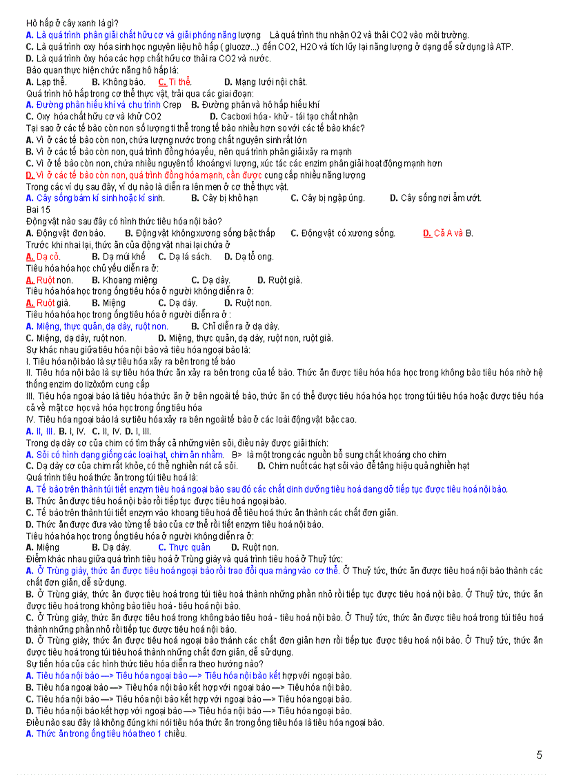 image for page 100 câu tn ôn tập sinh 11 hk i cơ bản