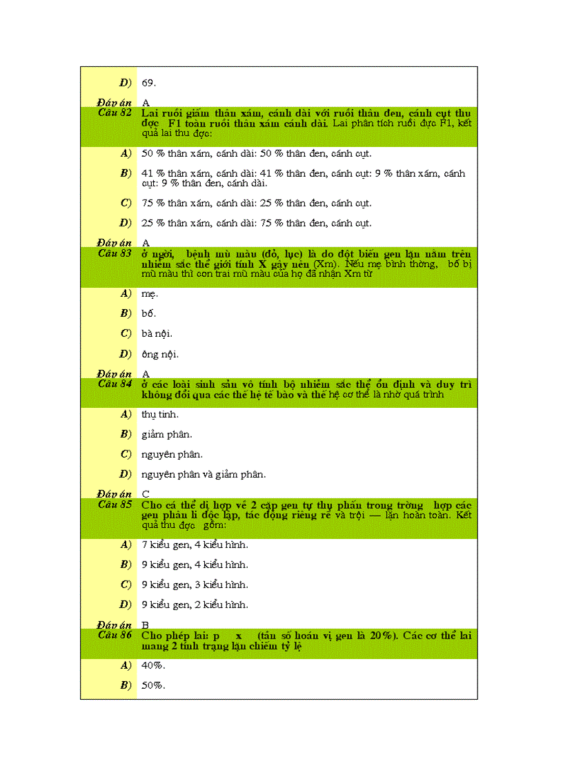 image for page 120 câu hỏi trắc nghiệm Sinh học 12