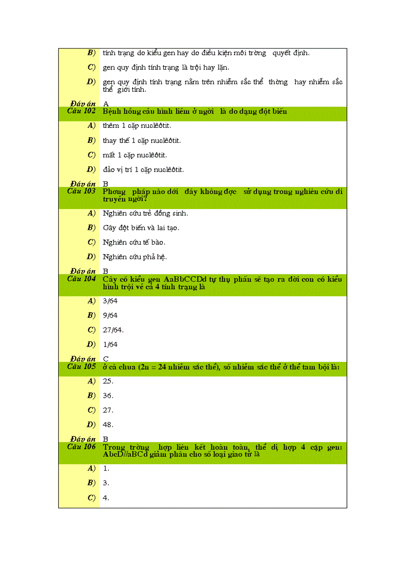 image for page 120 câu hỏi trắc nghiệm Sinh học 12