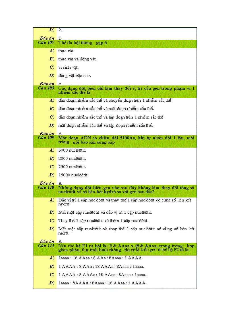 image for page 120 câu hỏi trắc nghiệm Sinh học 12