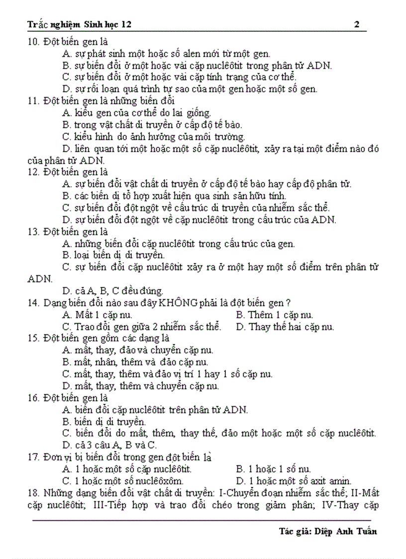 image for page 1300 câu hỏi trắc nghiệm ôn thi TN ĐH CĐ