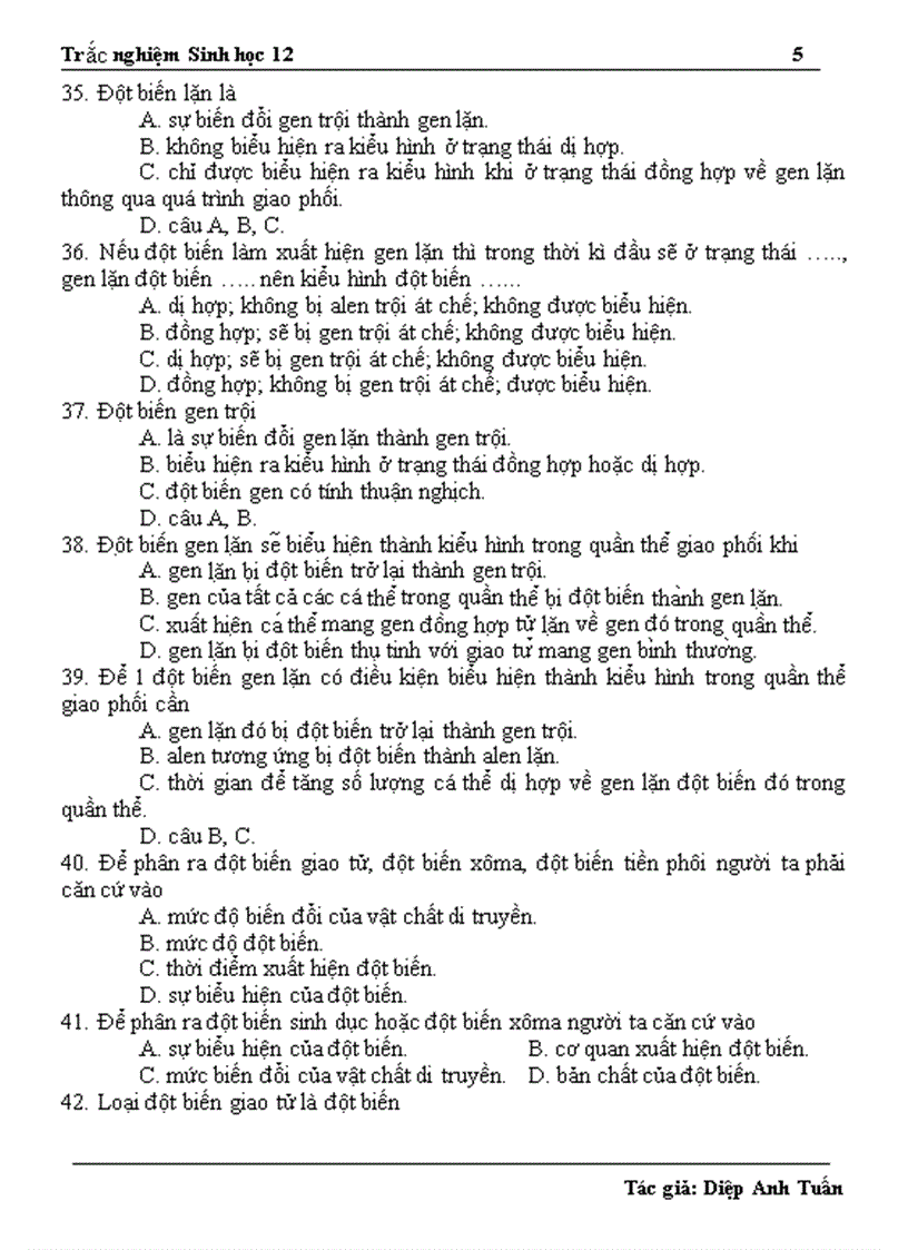 image for page 1300 câu hỏi trắc nghiệm ôn thi TN ĐH CĐ