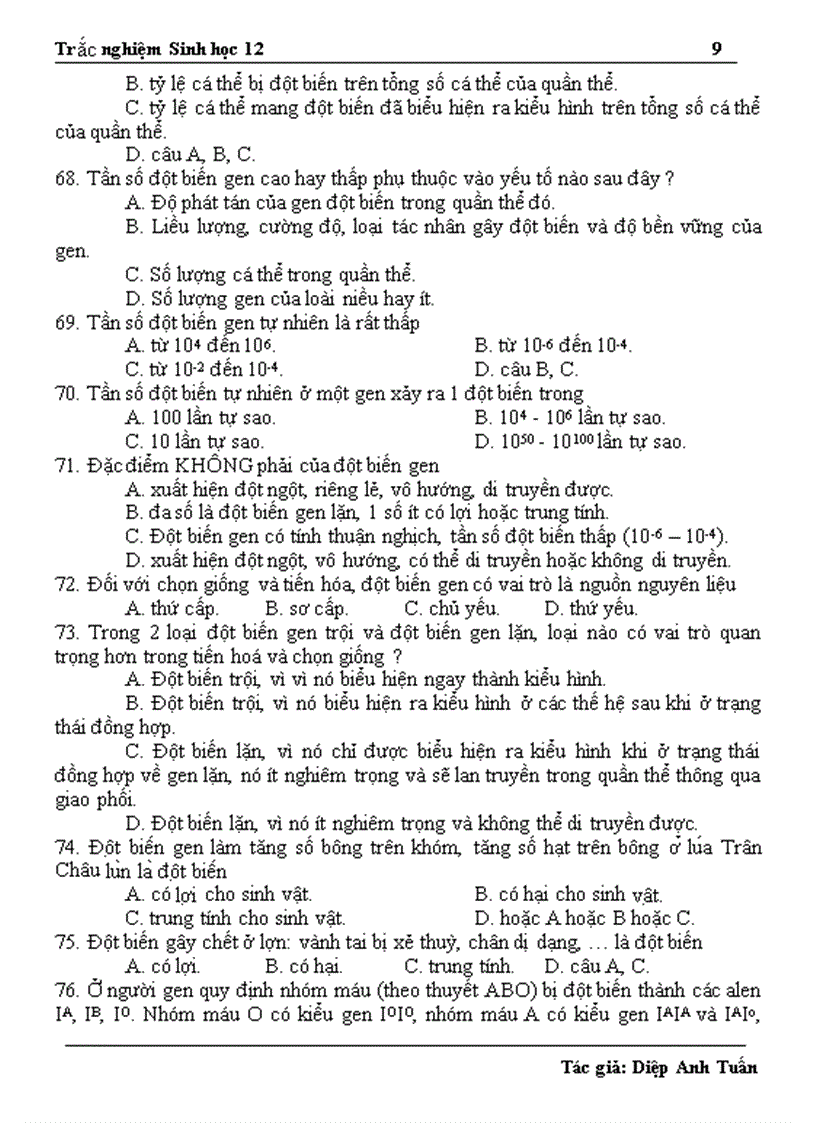 image for page 1300 câu hỏi trắc nghiệm ôn thi TN ĐH CĐ