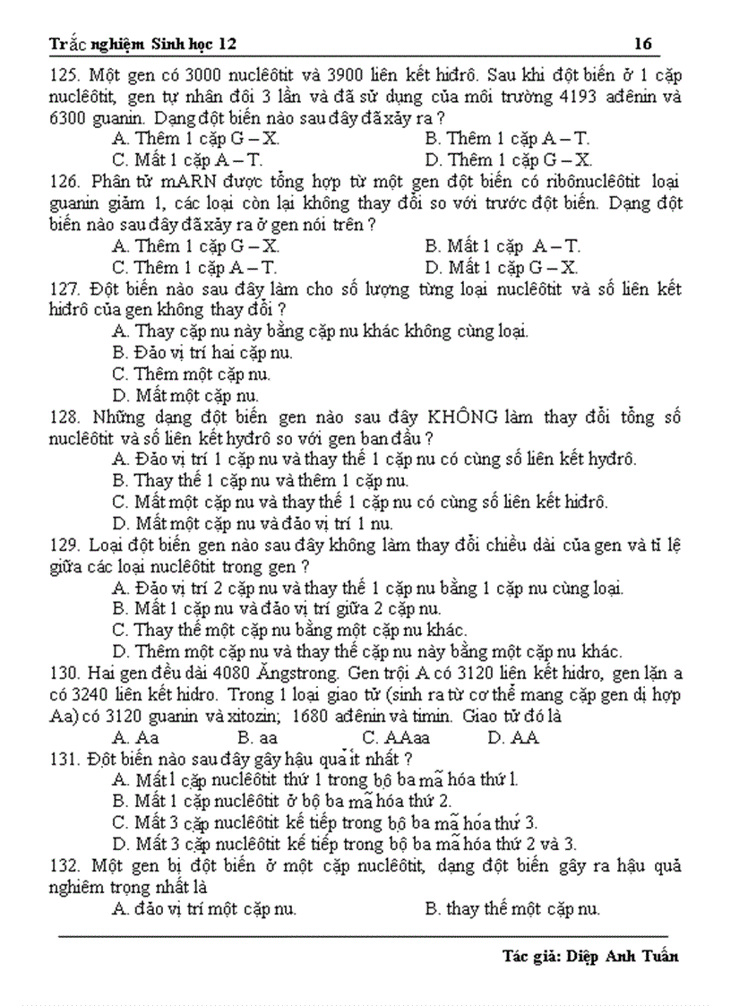 image for page 1300 câu hỏi trắc nghiệm ôn thi TN ĐH CĐ