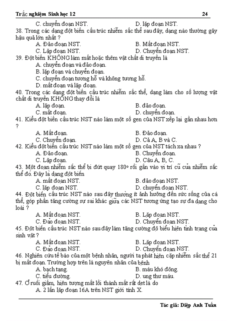 image for page 1300 câu hỏi trắc nghiệm ôn thi TN ĐH CĐ