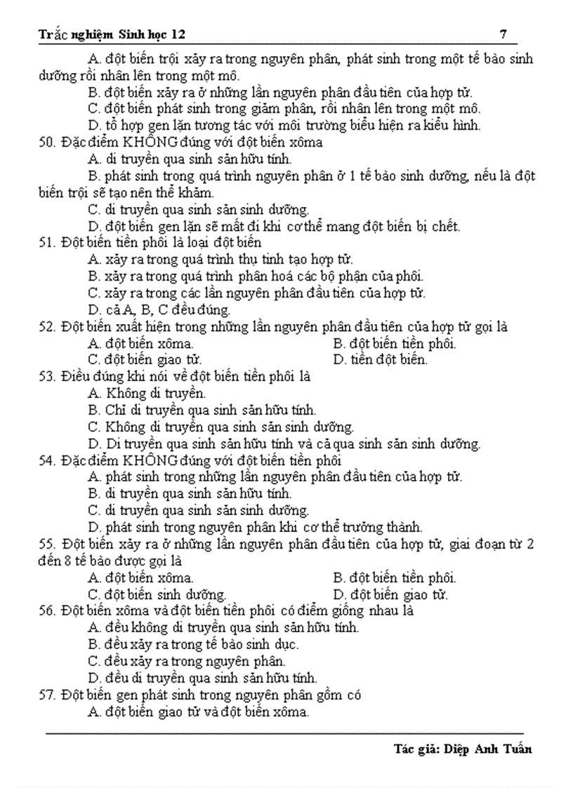 image for page 2500 cau hoi thi TNTHPT sinh hoc 12