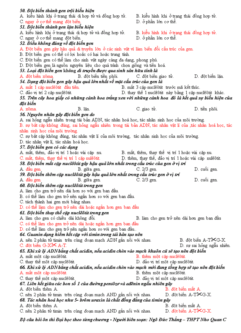 image for page 678 cau hoi on thi trac nghiem Sinh 12