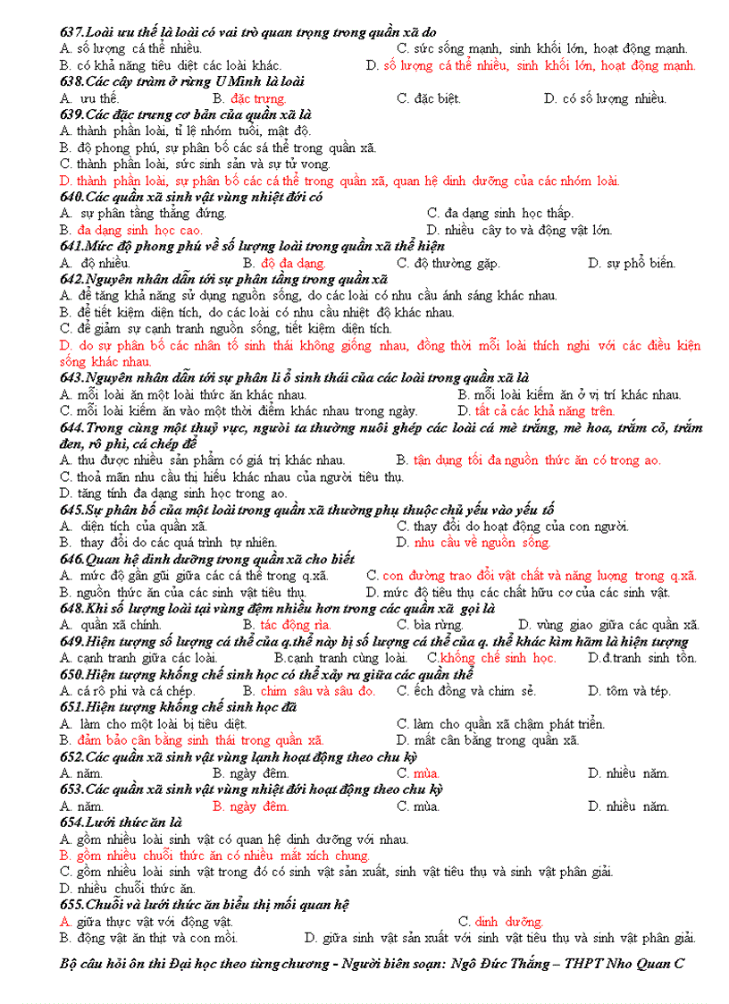 image for page 678 cau hoi on thi trac nghiem Sinh 12