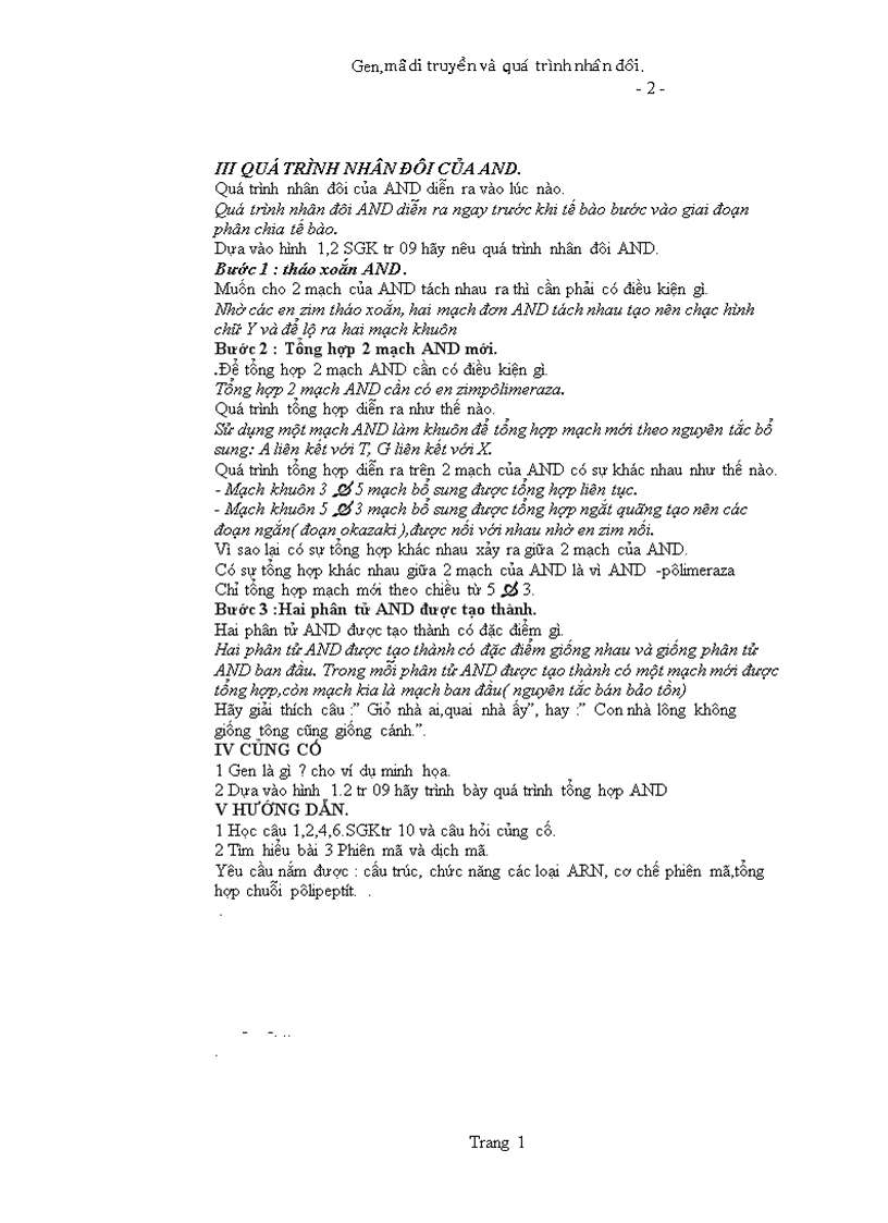 image for page Bai 1 gen ma di truyen va qua trinh nhan doi ADN