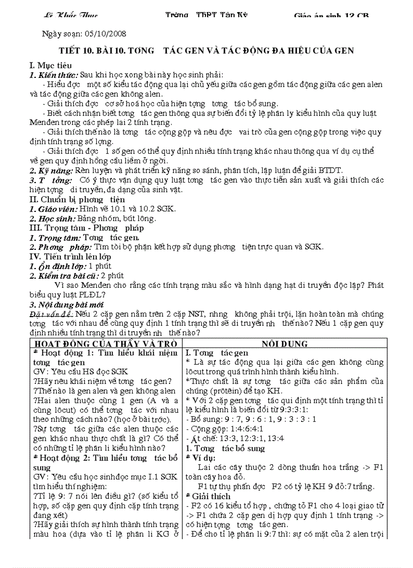 image for page Bài 10 Sinh học 12 CB