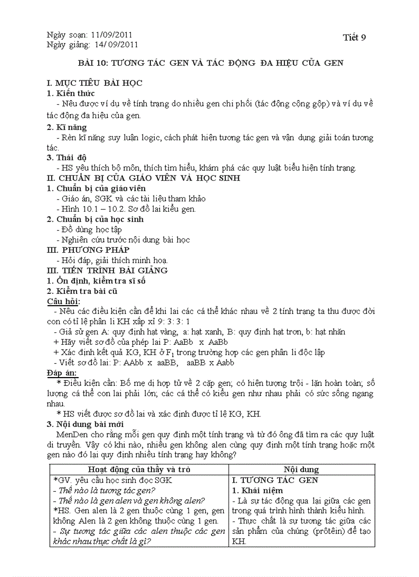 image for page Bai 10 tuong tac gen va tac dong da hieu cua gen
