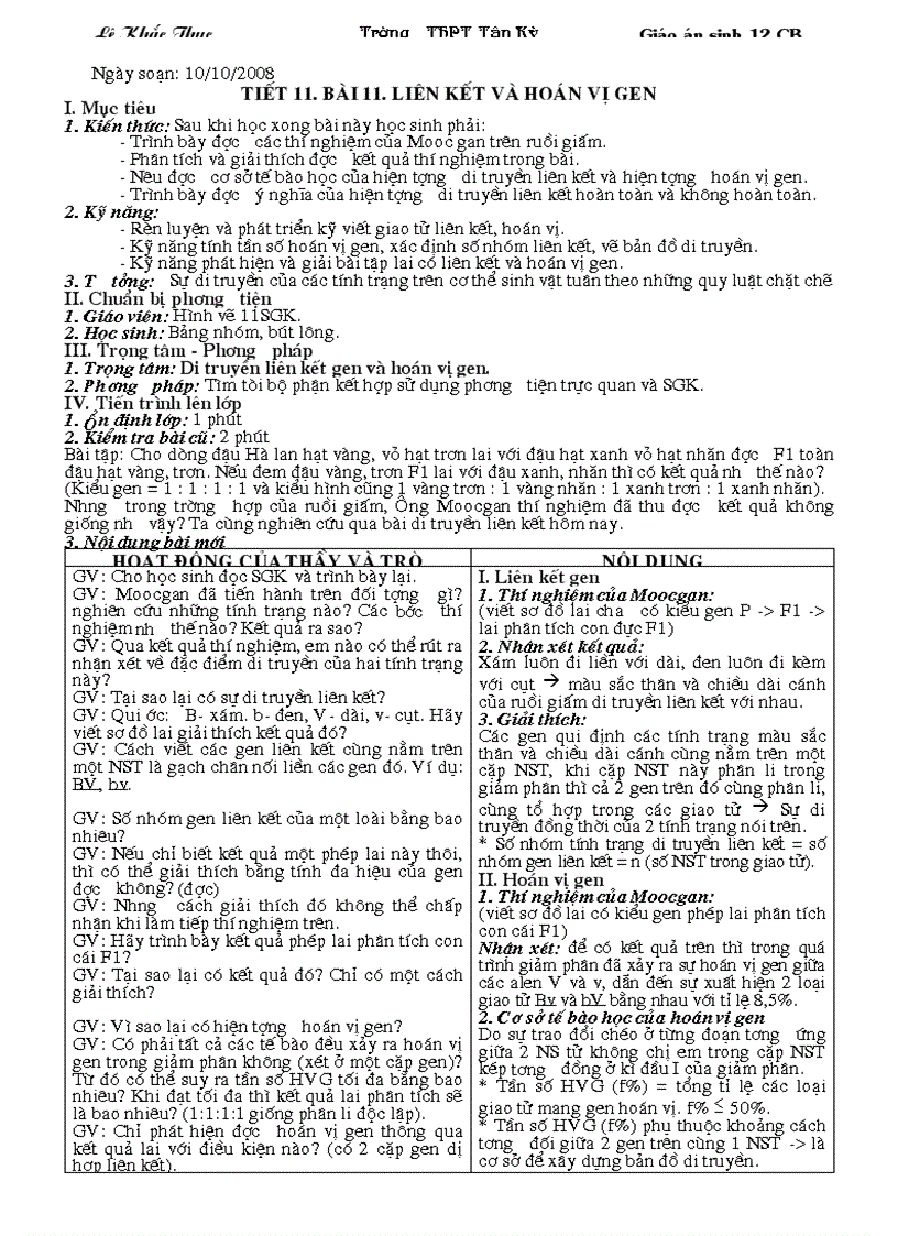 image for page Bài 11 Sinh học 12 CB