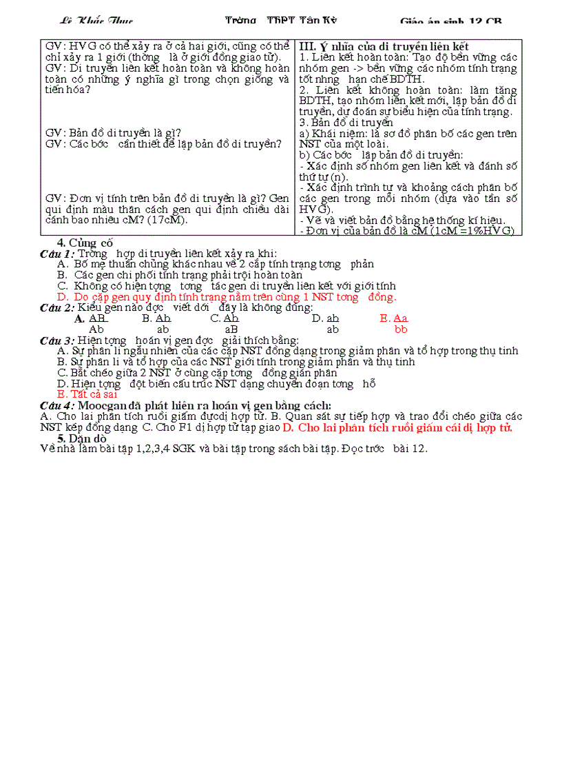 image for page Bài 11 Sinh học 12 CB