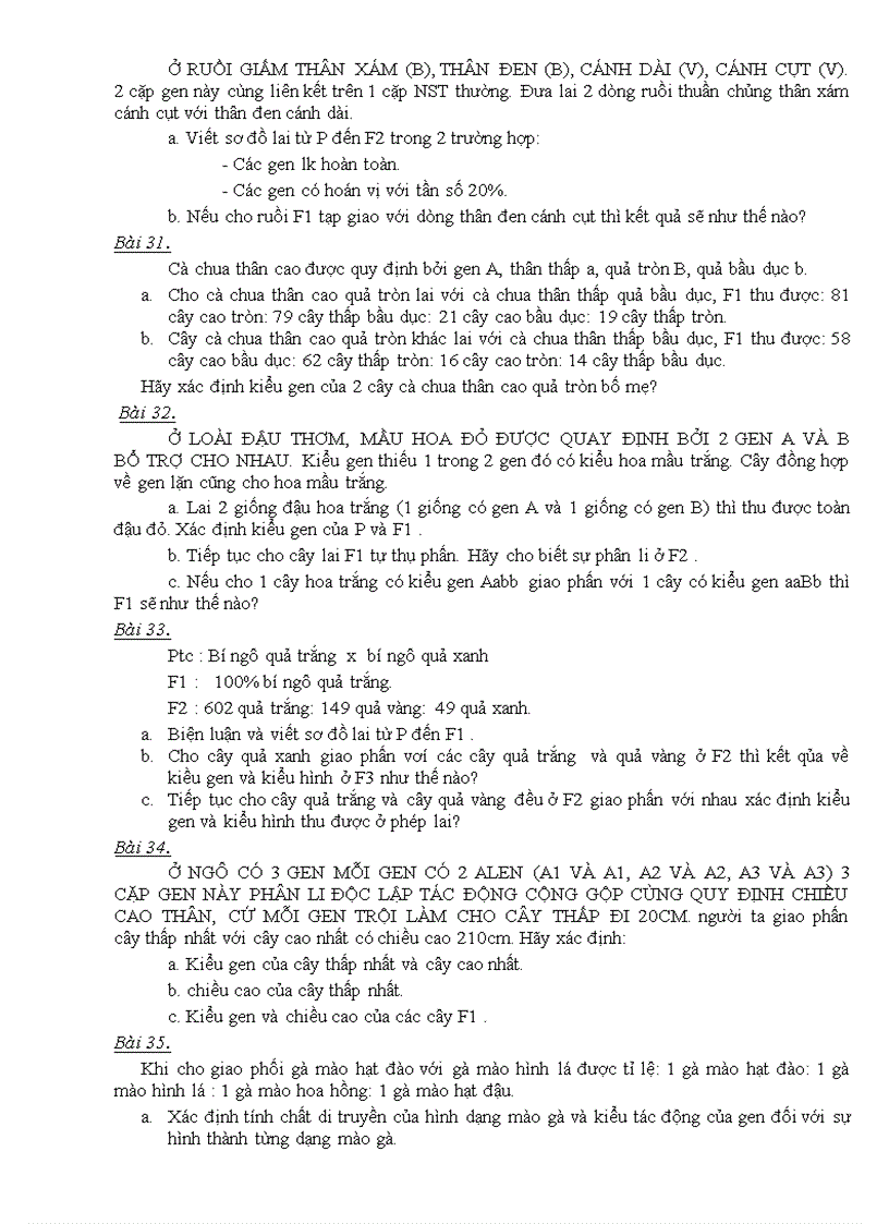 image for page Bai tap cac quy luat di truyen