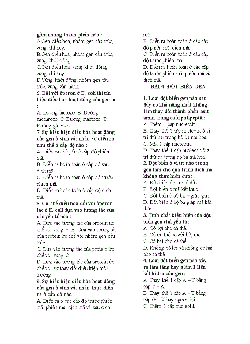 image for page Bai tap trac nghiem sinh hoc theo bai chuong I