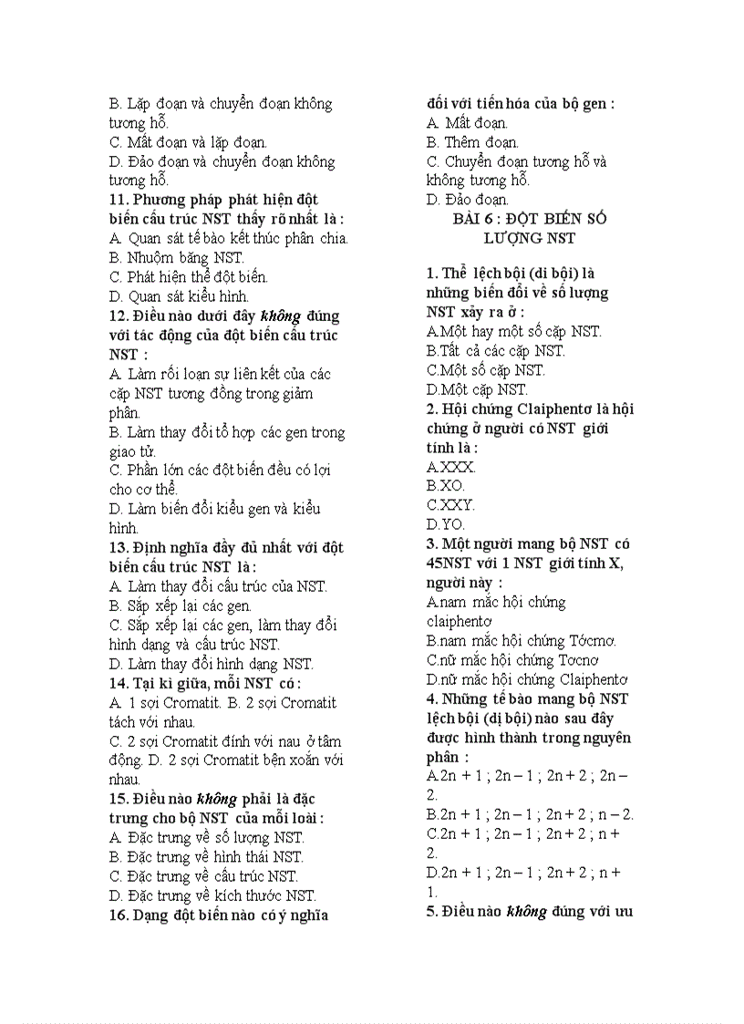 image for page Bai tap trac nghiem sinh hoc theo bai chuong I