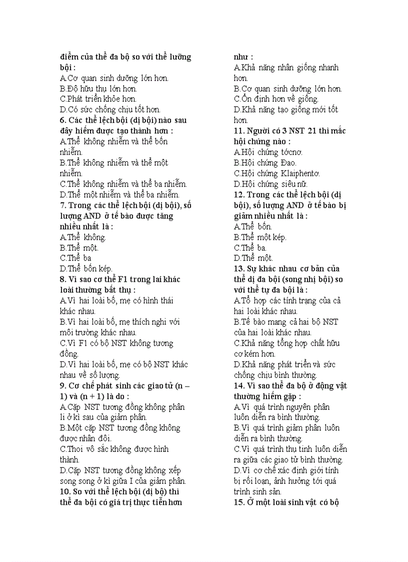 image for page Bai tap trac nghiem sinh hoc theo bai chuong I