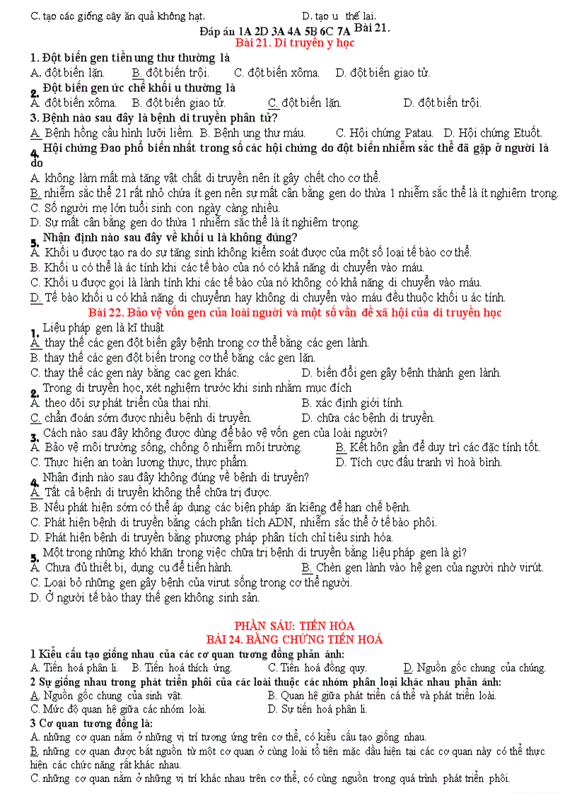 image for page Bộ câu hỏi trắc nghiệm sinh 12