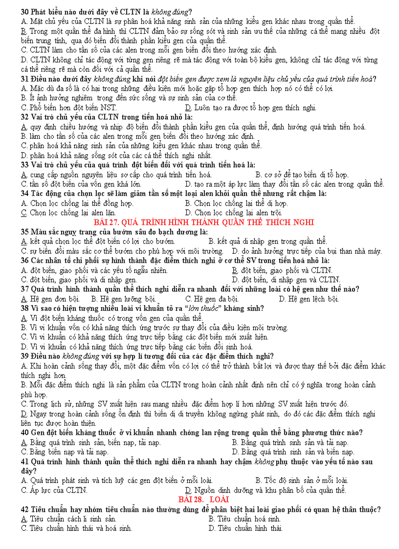 image for page Bộ câu hỏi trắc nghiệm sinh 12