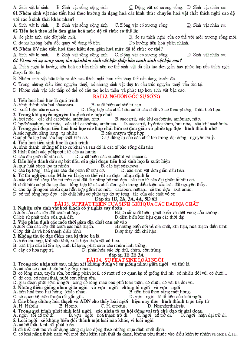 image for page Bộ câu hỏi trắc nghiệm sinh 12