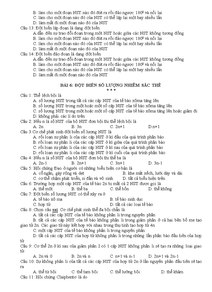 image for page Bộ câu hỏi trắc nghiệm Sinh học 12 HKI