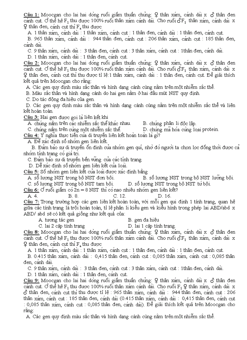 image for page Bộ câu hỏi trắc nghiệm Sinh học 12 HKI