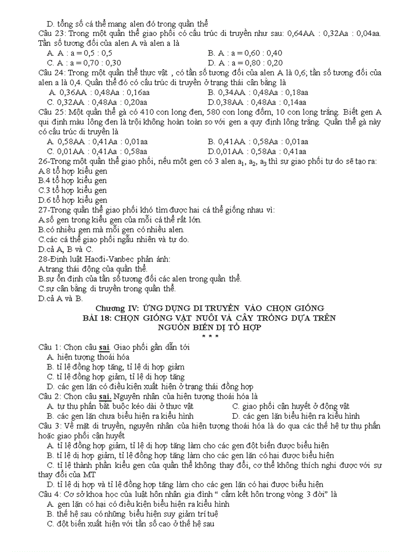 image for page Bộ câu hỏi trắc nghiệm Sinh học 12 HKI