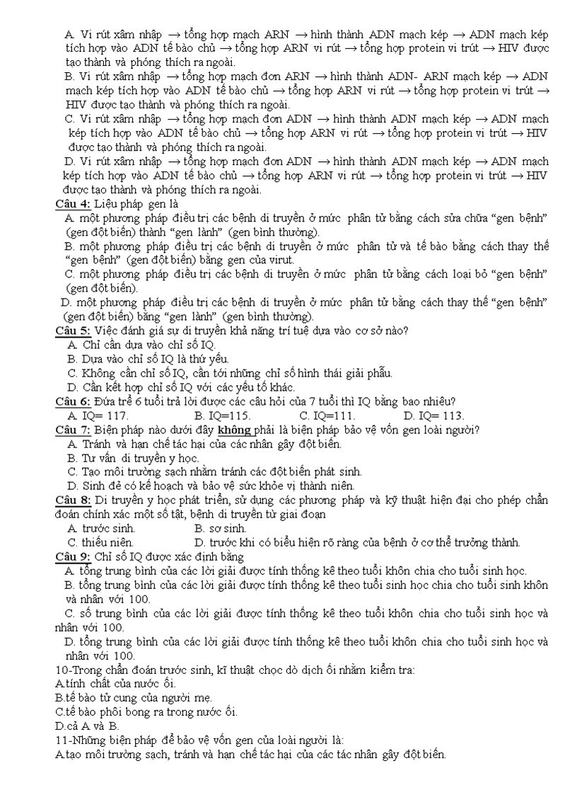 image for page Bộ câu hỏi trắc nghiệm Sinh học 12 HKI