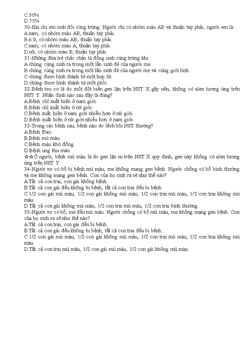 image for page Bộ câu hỏi trắc nghiệm Sinh học 12 HKI