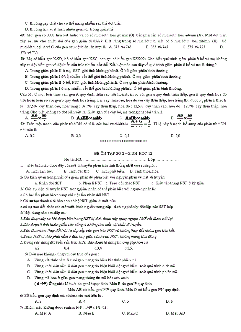 image for page Bộ đề Ôn thi trắc nghiệm Sinh học 12