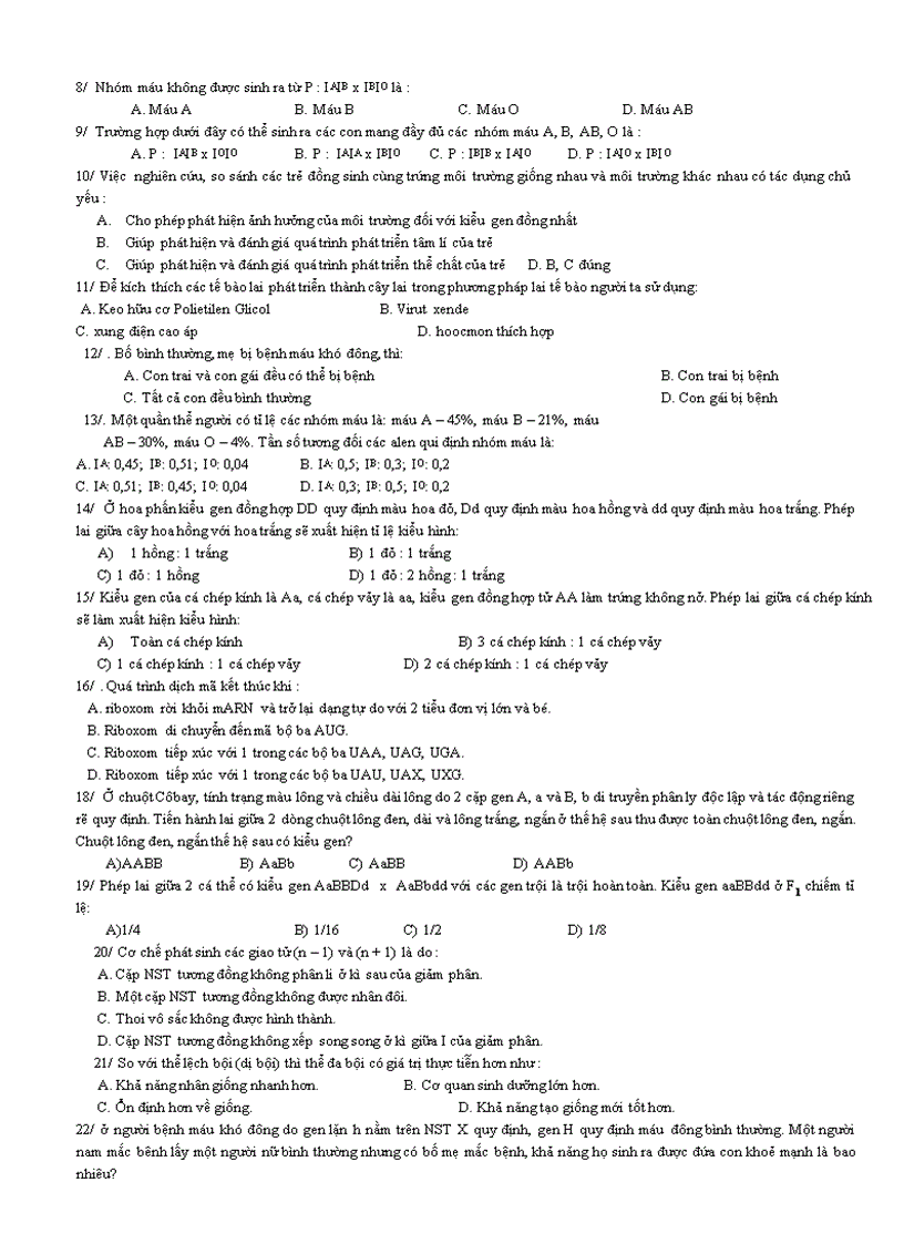 image for page Bộ đề Ôn thi trắc nghiệm Sinh học 12