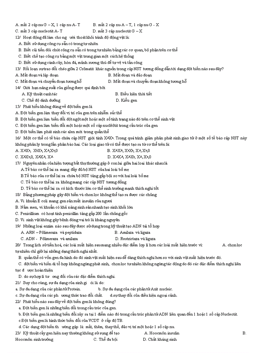 image for page Bộ đề Ôn thi trắc nghiệm Sinh học 12