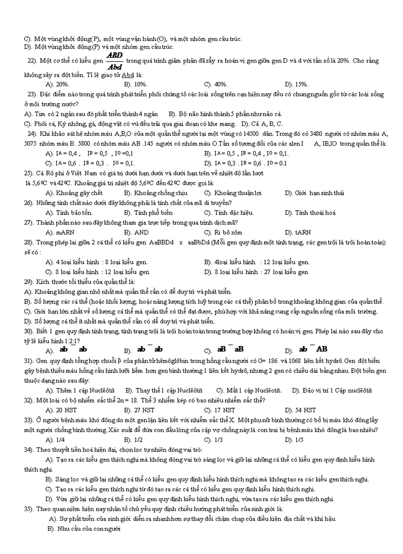 image for page Bộ đề Ôn thi trắc nghiệm Sinh học 12