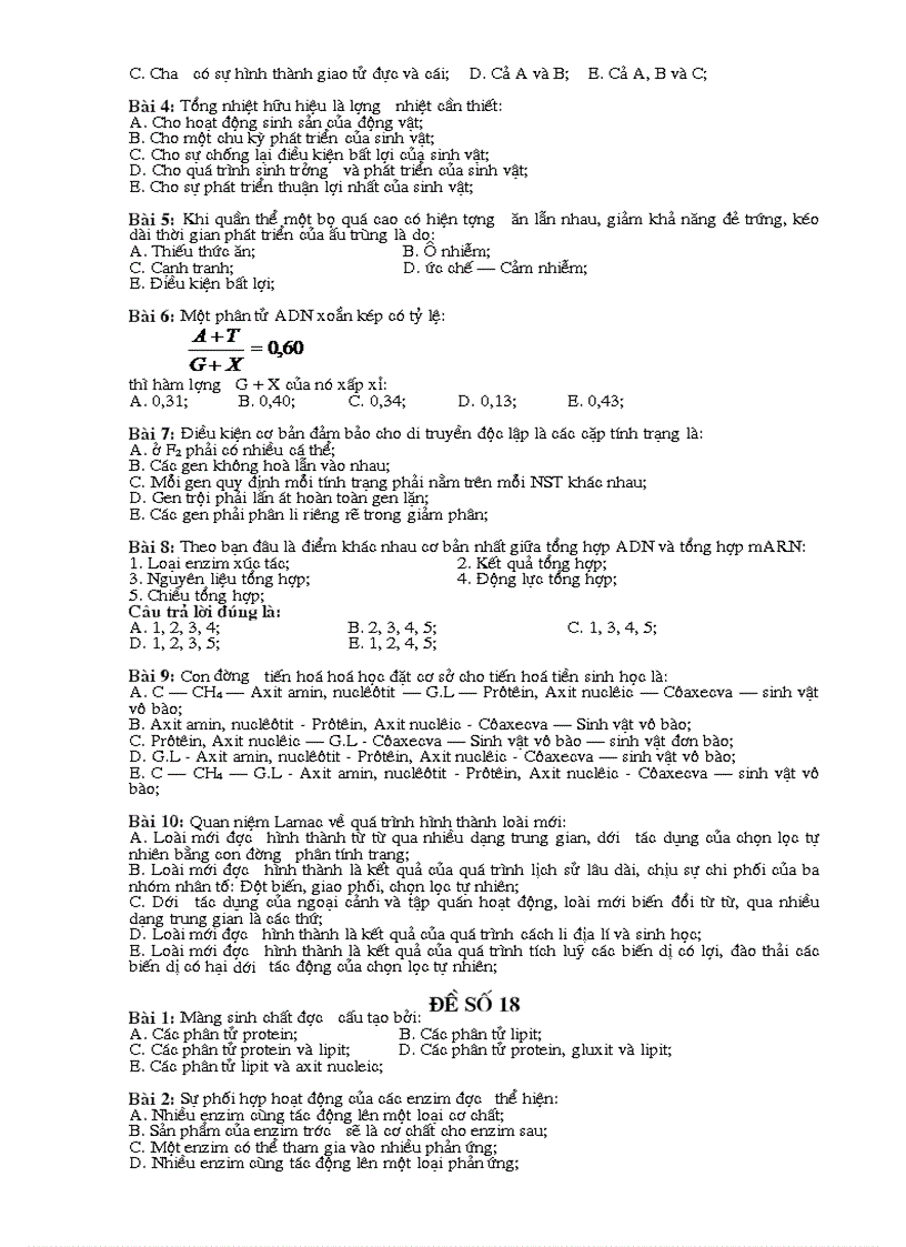 image for page Bộ đề thi trắc nghiệm sinh học