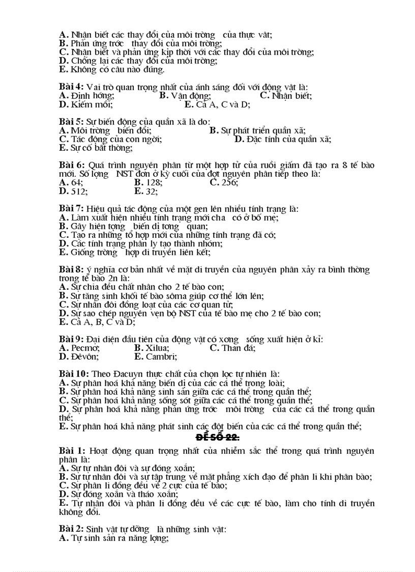 image for page Bộ đề thi trắc nghiệm sinh học