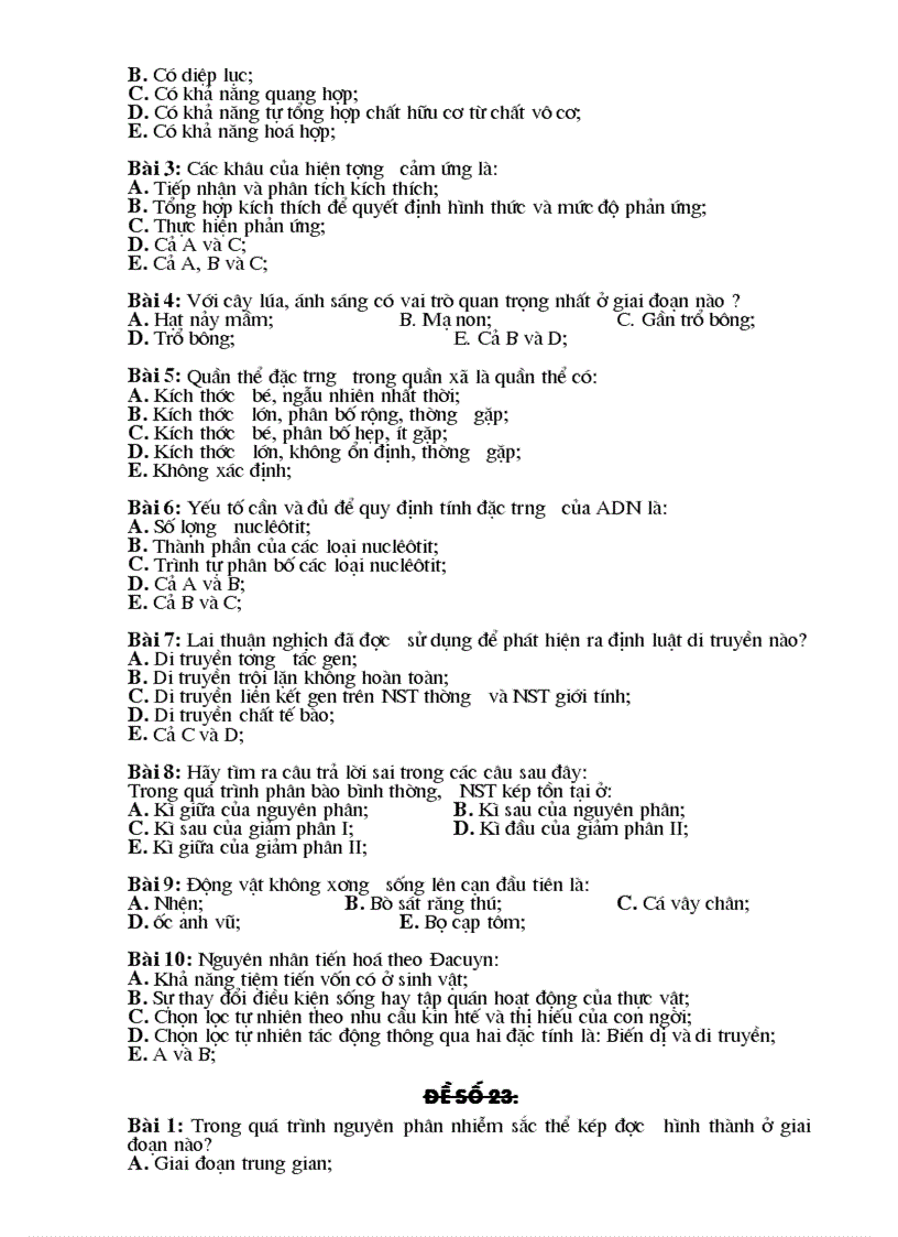 image for page Bộ đề thi trắc nghiệm sinh học