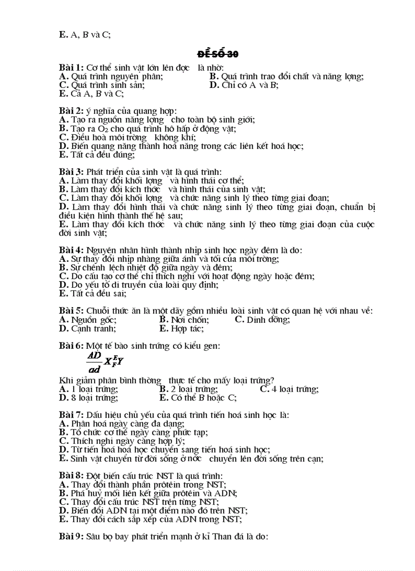 image for page Bộ đề thi trắc nghiệm sinh học